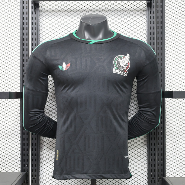 Long Sleeve Player Version 2026 Mexico Third Away Black Soccer Jersey Football Shirt