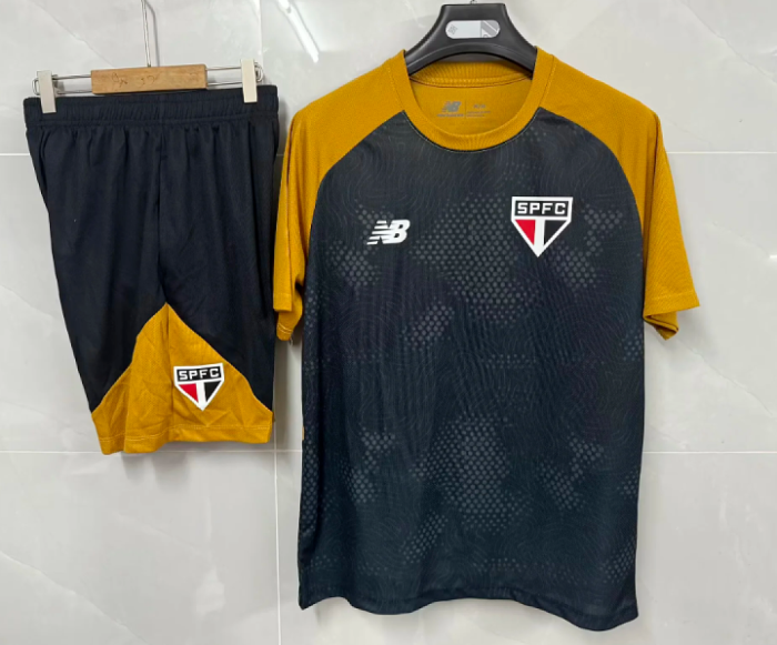 Adult Uniform 2026 Sao Paulo Black/Yellow Soccer Training Jersey and Shorts Football Kits