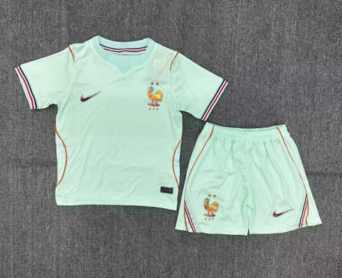 Youth Uniform Kids Kit France 2026 Away Soccer Jersey Shorts Child Football Set