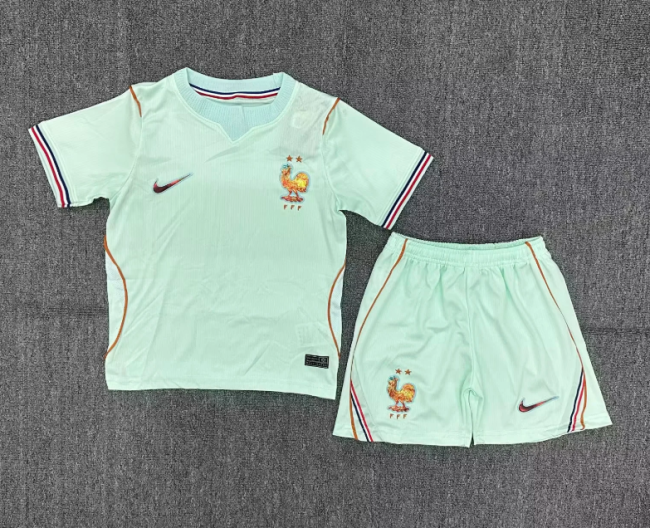 Youth Uniform Kids Kit France 2026 Away Soccer Jersey Shorts Child Football Set