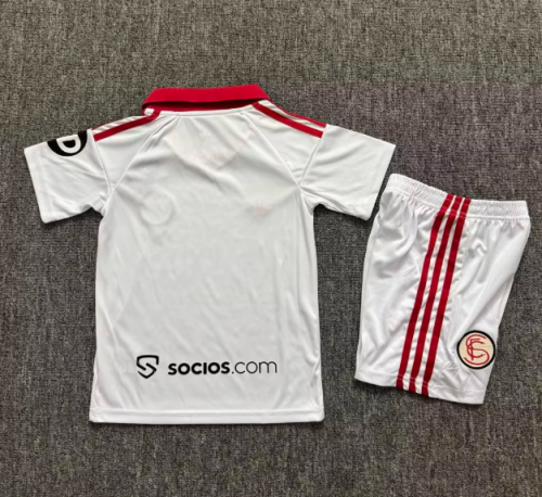 Youth Uniform Kids Kit Sevilla 2025-2026 Retro Model Soccer Jersey Shorts Child Football Set
