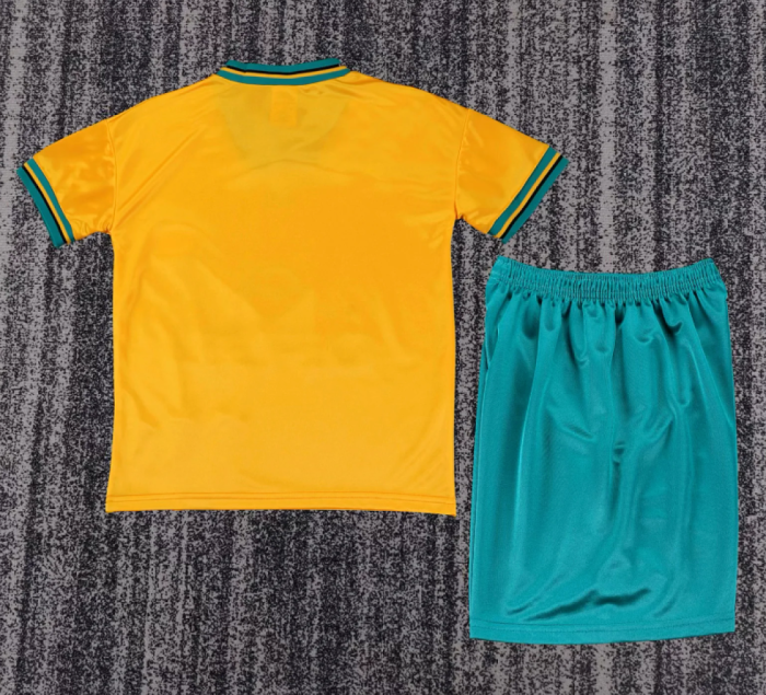 Retro Youth Uniform Kids Kit 1993-1995 Bayern Munich Away Yellow Soccer Jersey Shorts Vintage Child Football Set