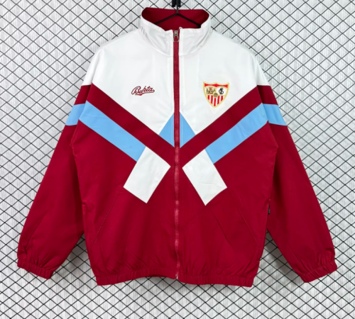 Retro Jacket 1990-1992 Sevilla White/Red Soccer Windbreaker Jacket Football Jacket
