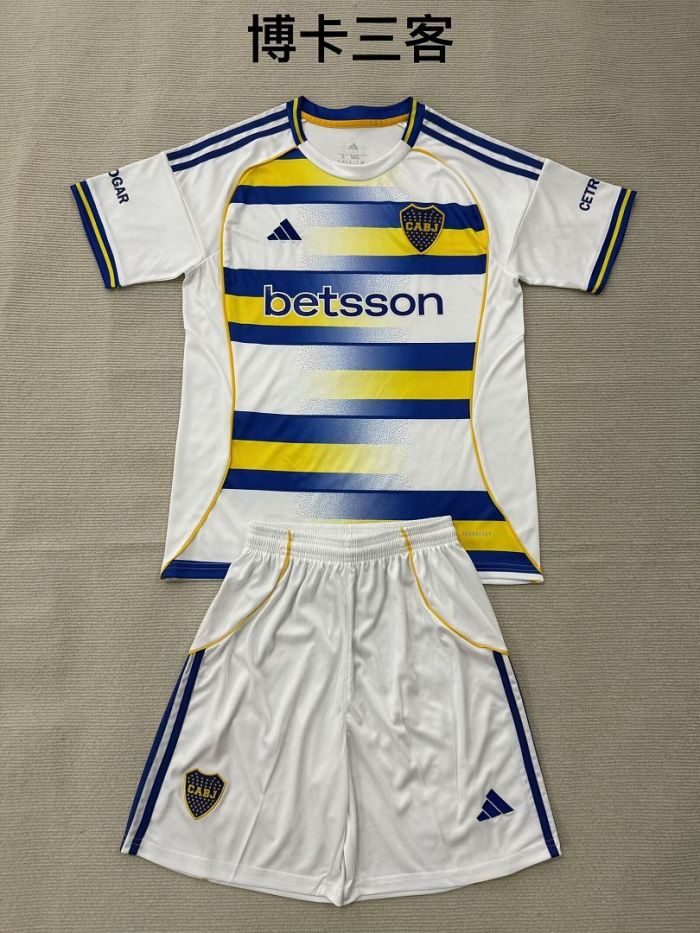 Youth Uniform Kids Kit 2026-2027 Boca Juniors Third Away Soccer Jersey Shorts Child Football Set