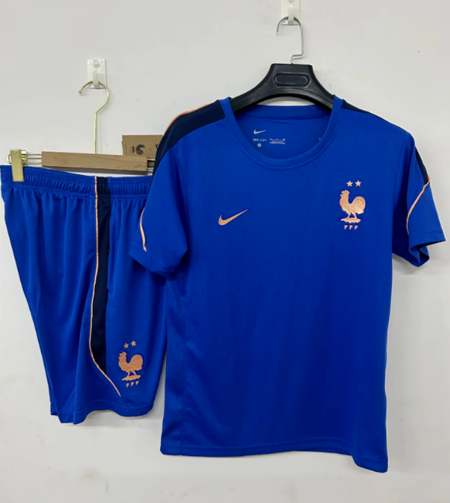 Adult Uniform 2026 France Blue Soccer Training Jersey and Shorts Football Kits