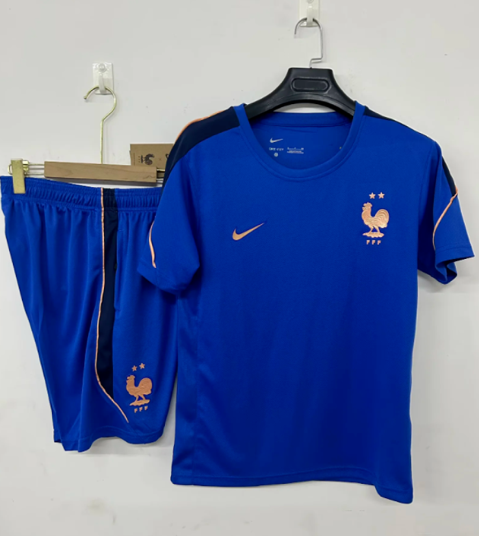 Adult Uniform 2026 France Blue Soccer Training Jersey and Shorts Football Kits