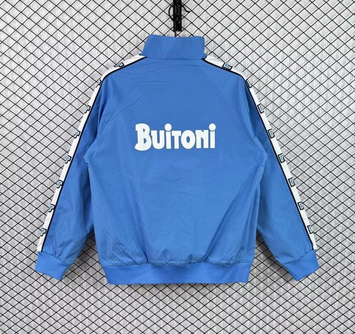 Retro Jacket 1987-1988 Napoles Blue Soccer Windbreaker Jacket Napoli Football Jacket