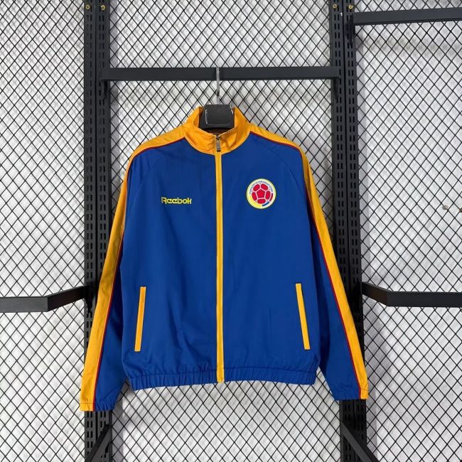 Retro Jacket 1998 Colombia Blue Soccer Windbreaker Jacket Football Jacket