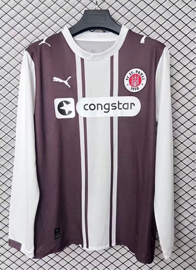 Long Sleeve Fan Version 2025-2026 St. Pauli Special Edition Soccer Jersey Football Shirt