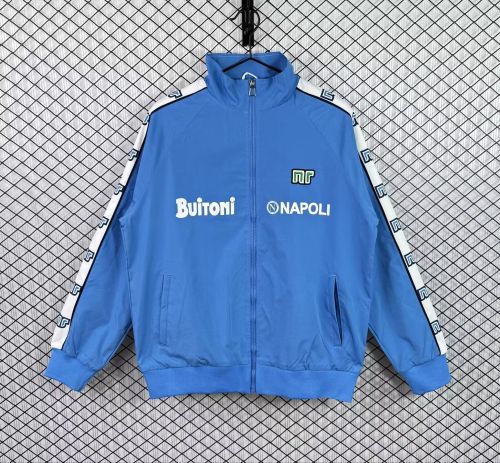 Retro Jacket 1987-1988 Napoles Blue Soccer Windbreaker Jacket Napoli Football Jacket