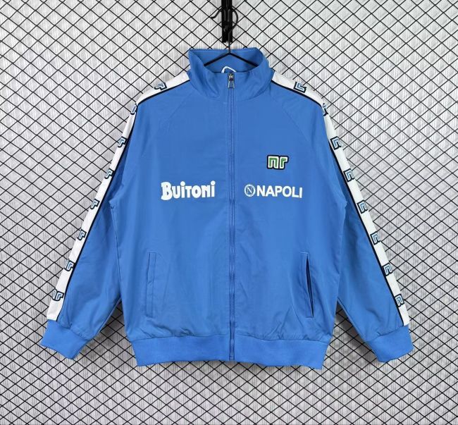 Retro Jacket 1987-1988 Napoles Blue Soccer Windbreaker Jacket Napoli Football Jacket
