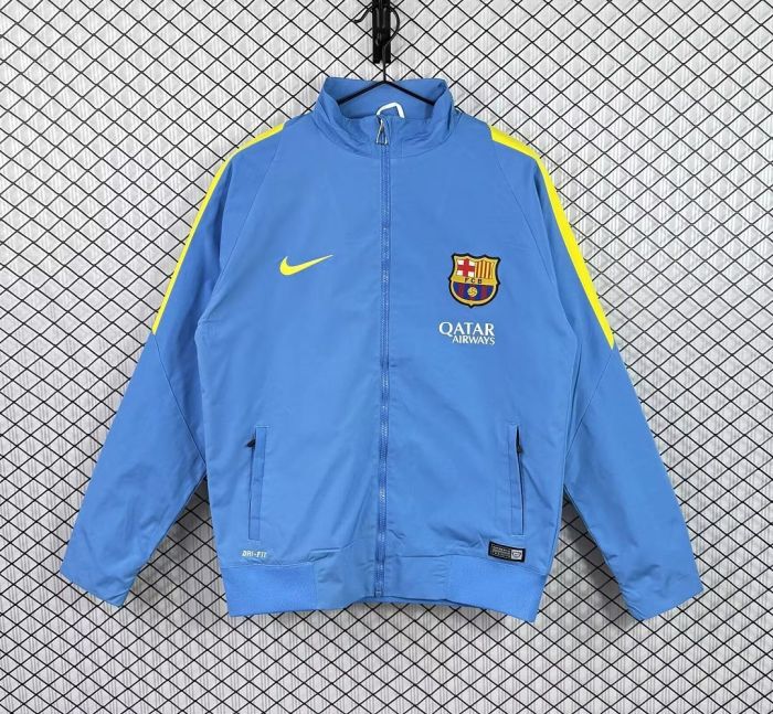 Retro Jacket 2015-2016 Barcelona Blue Soccer Windbreaker Jacket Football Jacket