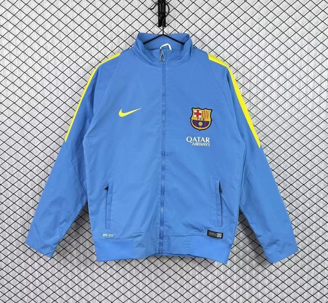 Retro Jacket 2015-2016 Barcelona Blue Soccer Windbreaker Jacket Football Jacket