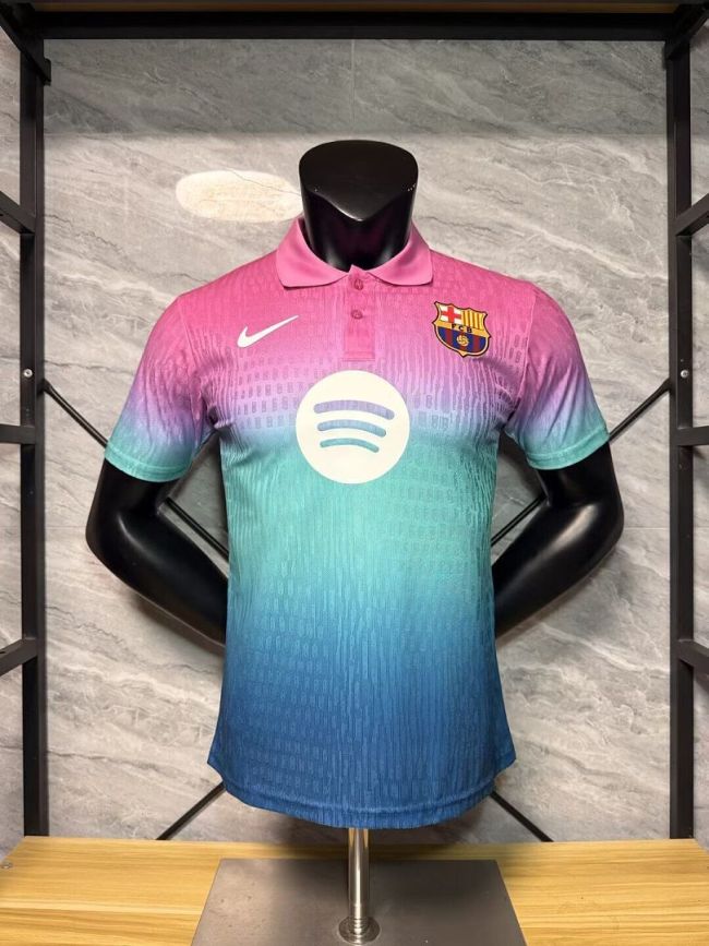 Barca Camisetas de Futbol Player Version 2026-2027 Barcelona Pink/Green/Blue Soccer Jersey