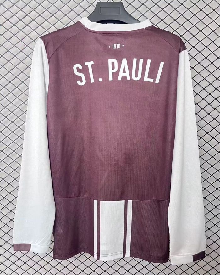 Long Sleeve Fan Version 2025-2026 St. Pauli Special Edition Soccer Jersey Football Shirt