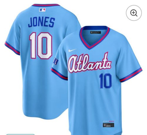 Atlanta Braves 10 JONES Blue Baseball Shirt MLB Jersey