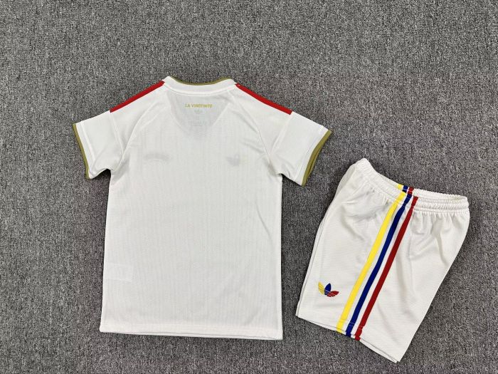 Youth Uniform Kids Kit 2026 Venezuela Away White Soccer Jersey Shorts Child Football Set