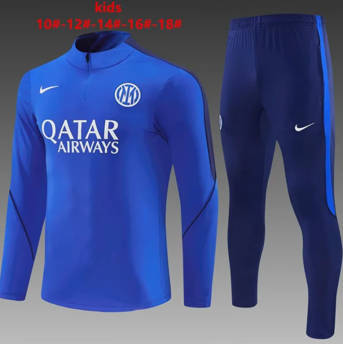 Youth 2026-2027 Inter Milan Blue Soccer Training Sweater and Pants Child Football Kit