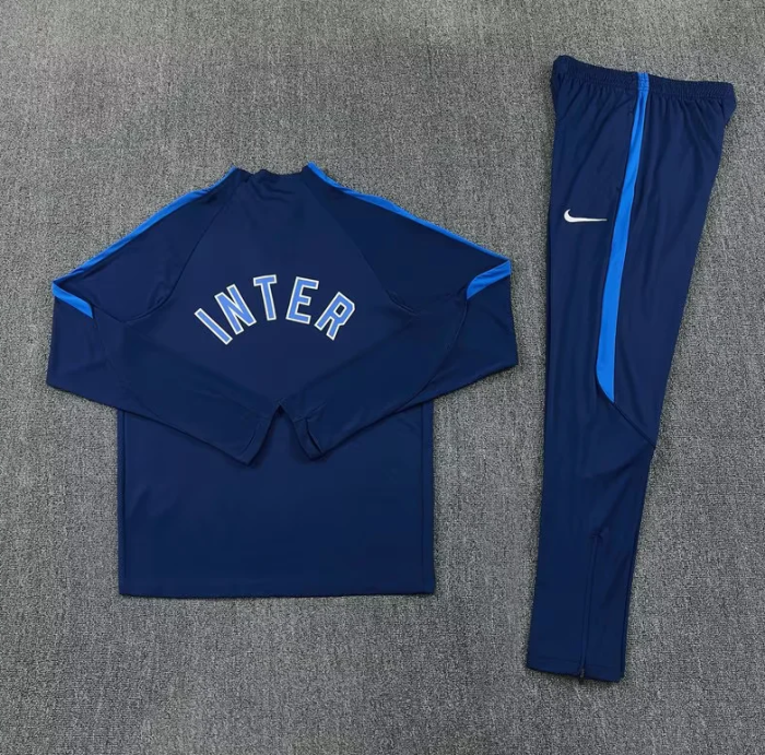 2026-2027 Inter Milan Dark Blue Soccer Training Sweater and Pants Football Kit