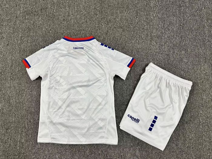 Youth Uniform Kids Kit 2026 Cape Verde Away White Soccer Jersey Shorts Child Football Set