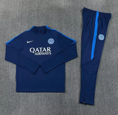 2026-2027 Inter Milan Dark Blue Soccer Training Sweater and Pants Football Kit