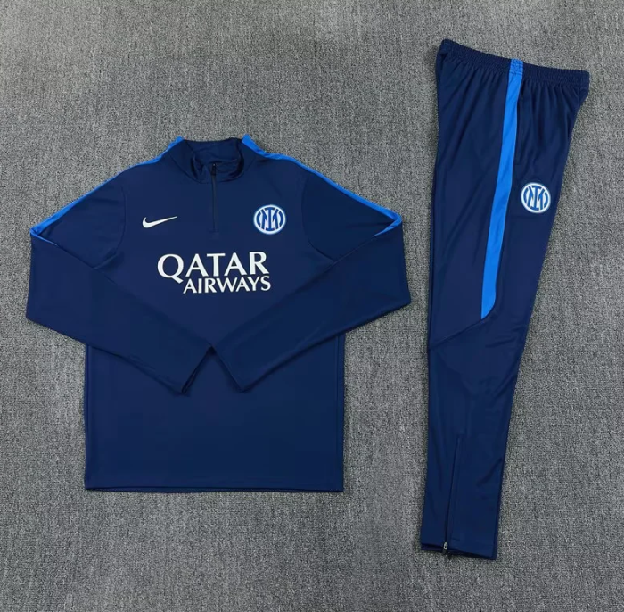2026-2027 Inter Milan Dark Blue Soccer Training Sweater and Pants Football Kit