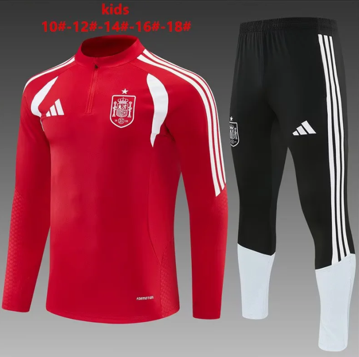 Youth 2026-2027 Spain Red/White Soccer Training Sweater and Pants Child Football Kit