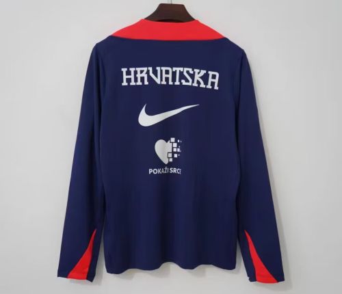 Long Sleeve 2026 Croatia Dark Blue Soccer Training Sweater
