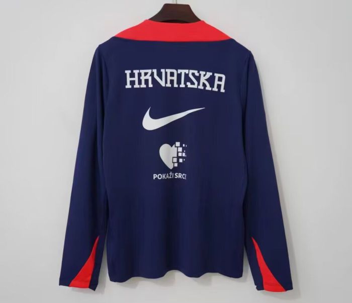Long Sleeve 2026 Croatia Dark Blue Soccer Training Sweater
