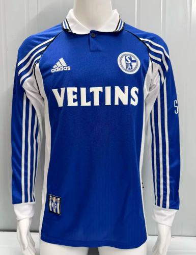 Long Sleeve Retro Jersey 1998-2000 Schalke 04 Home Soccer Jersey Vintage Football Shirt