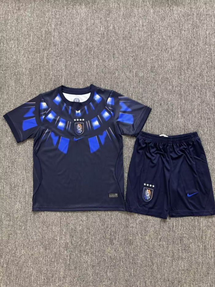 Youth Uniform Kids Kit 2026 Uruguay Away Soccer Jersey Shorts Child Football Set