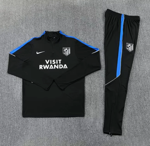 2026-2027 Atletico Madrid Black/Blue  Soccer Training Sweater and Pants Football Kit