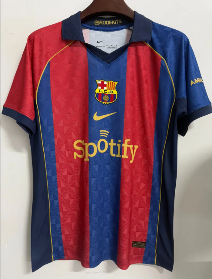 Barca Camisetas de Futbol Fan Version 2025-2026 Barcelona Red/Blue Retro Model Soccer Jersey
