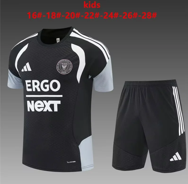 Youth Uniform Kids Kit 2026-2027 Inter Miami Black/White Soccer Training Jersey Shorts Child Football Set