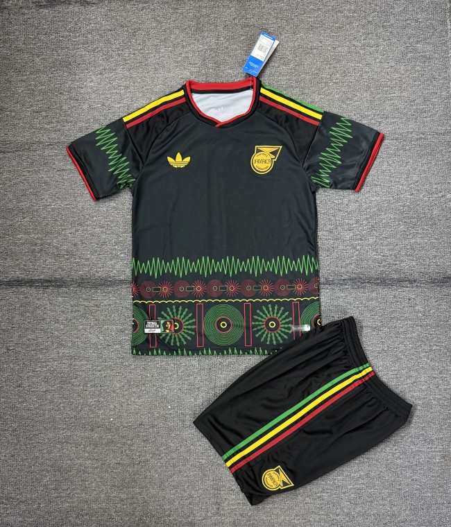 Adult Uniform 2026 Jamaica Away Black Soccer Jersey Shorts Men's Football Kit