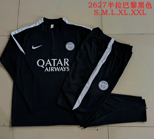 2026-2027 PSG Black Soccer Training Sweater and Pants Football Kit