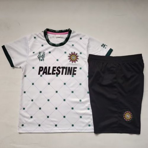 Youth Uniform Kids Kit 2026-2027 Palestine White Soccer Jersey Shorts Child Football Set