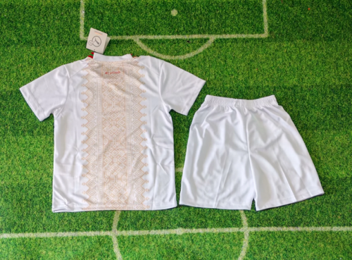 Youth Uniform Kids Kit 2026 Morocco Away White Soccer Jersey Shorts Child Football Set