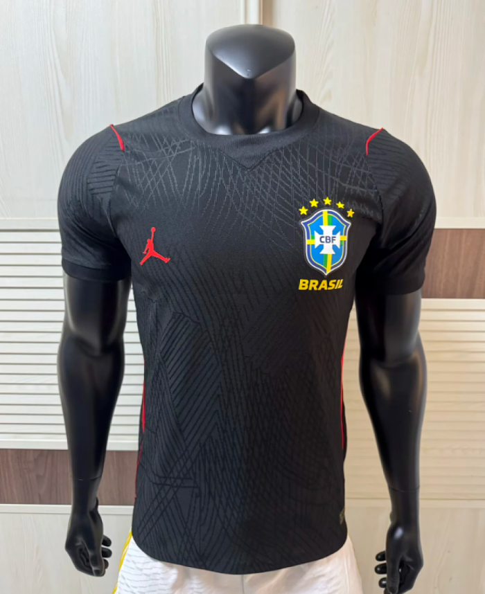 Player Version 2026 Brazil Black/Red Soccer Jersey Brasil Camisetas de Futbol