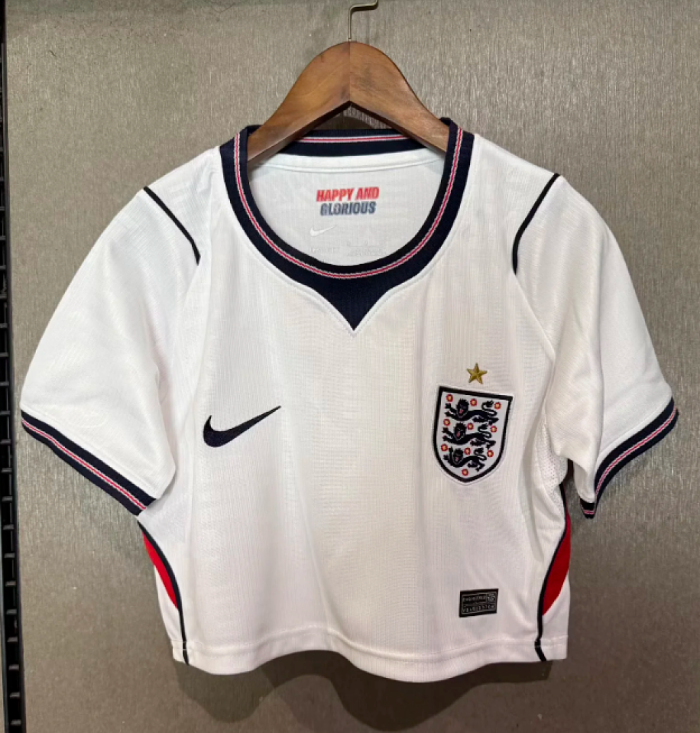Women 2026 England Home Crop Soccer Shirt Girl Football Jersey