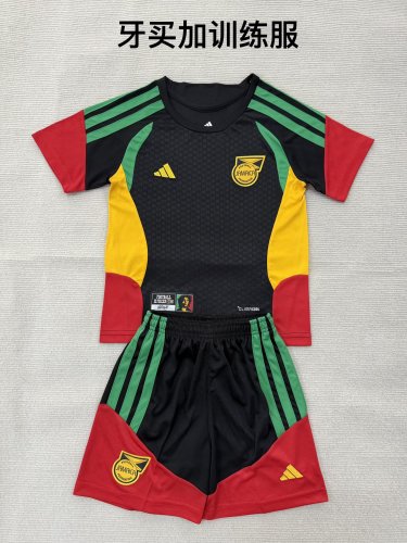 Youth Uniform Kids Kit 2026 Jamaica Black/Yellow/Red Soccer Training Jersey Shorts Child Football Set