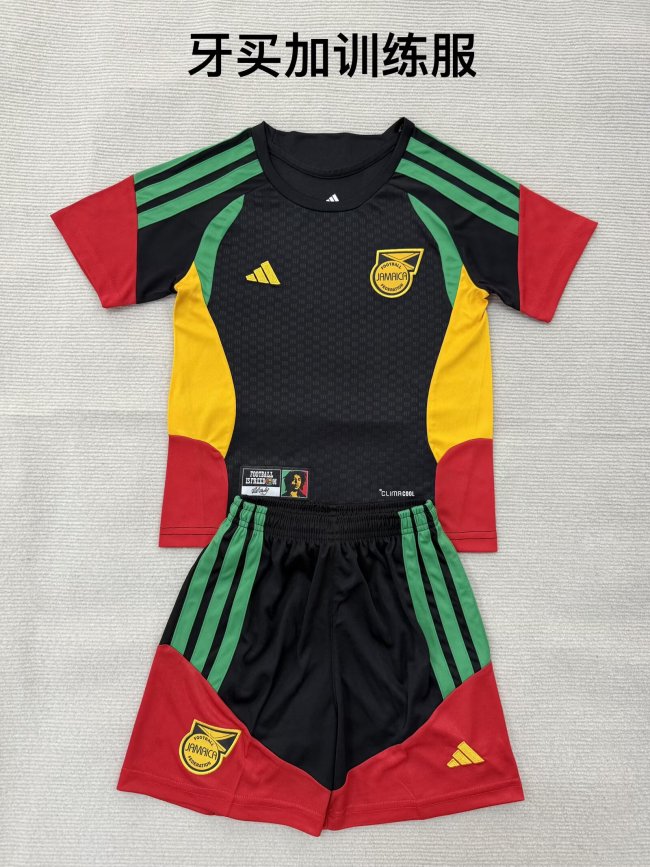 Youth Uniform Kids Kit 2026 Jamaica Black/Yellow/Red Soccer Training Jersey Shorts Child Football Set