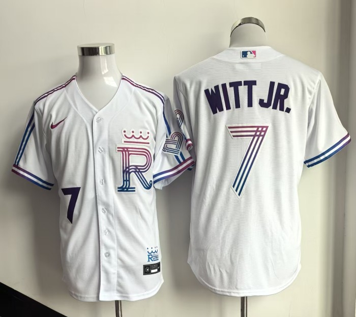 City Edition Kansas City Royals WITT JR. 7 White Cool Base Jersey MLB Shirt