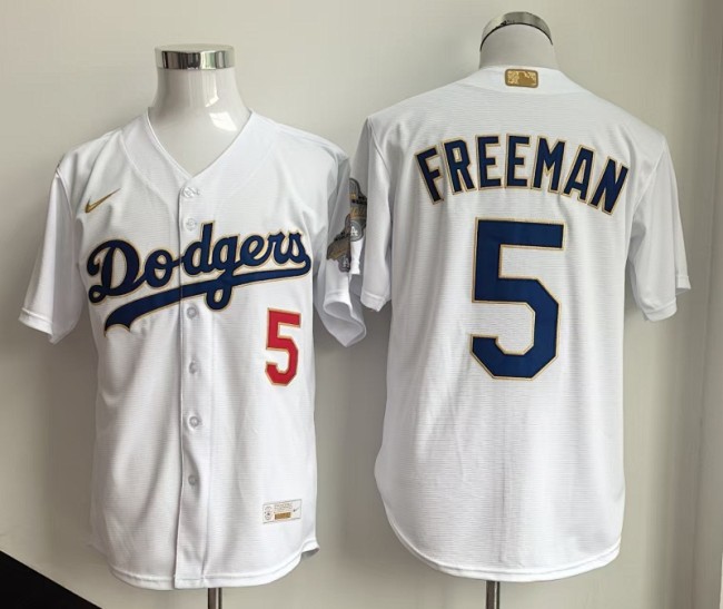 Los Angeles Dodgers 5 FREEMAN White Champions MLB Jersey Baseball Shirt