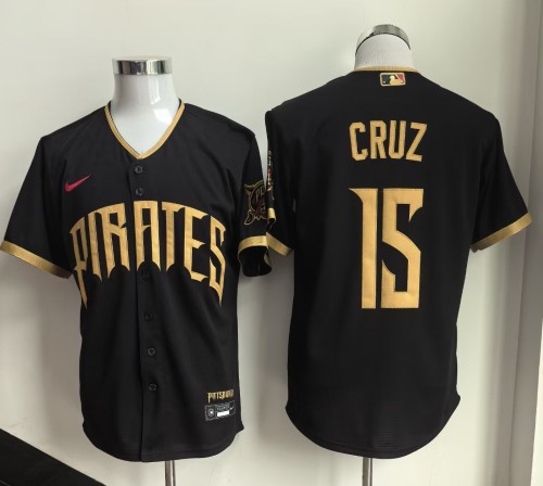 City Edition Pittsburgh Pirates CRUZ 15 Black Cool Base Jersey MLB Shirt