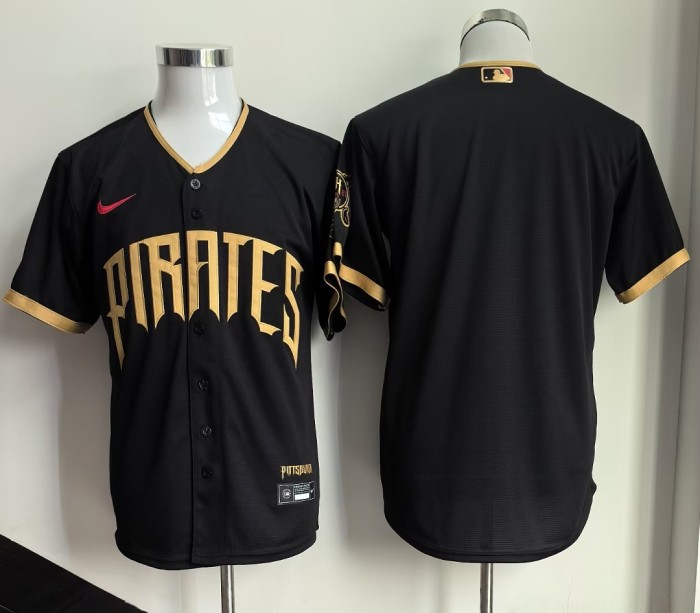 City Edition Pittsburgh Pirates Black Blank Cool Base Jersey MLB Shirt