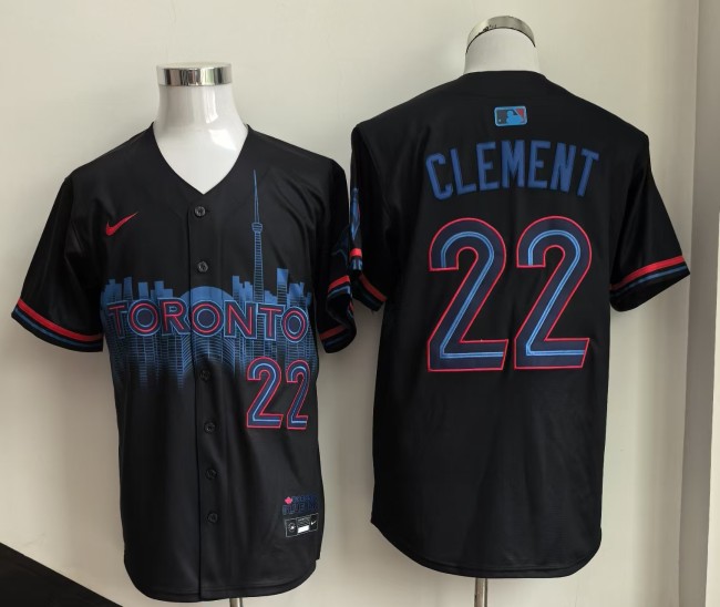 City Edition Toronto Blue Jays Alternate CLEMENT 22 Black Cool Base Jersey MLB Shirt