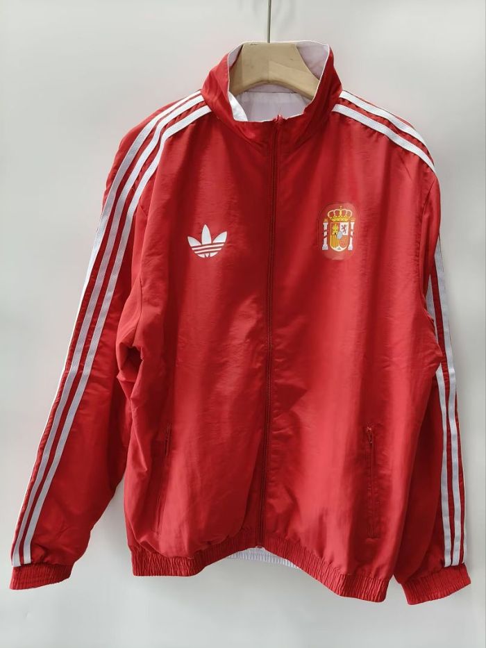 2026-2027 Spain Red/White Soccer Reversible Windbreaker Jacket Football Jacket