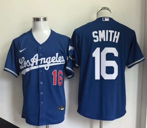 New Los Angeles Dodgers SMITH 16 Blue MLB Jersey Baseball Shirt