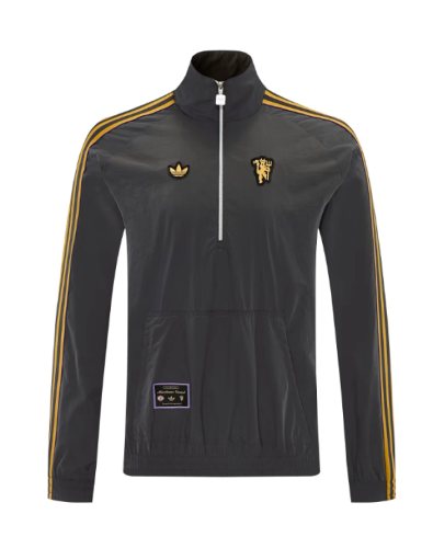 2026-2027 Manchester United Dark Grey Half-zipper Soccer Windbreaker Jacket Espana Football Jacket